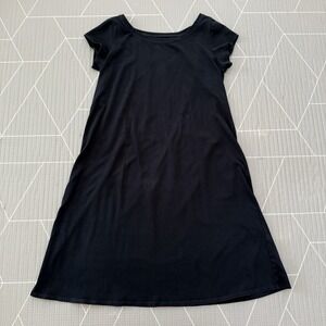 Eileen Fisher Short‎ Sleeve T-Shirt Dress Size M Black Cotton Blend